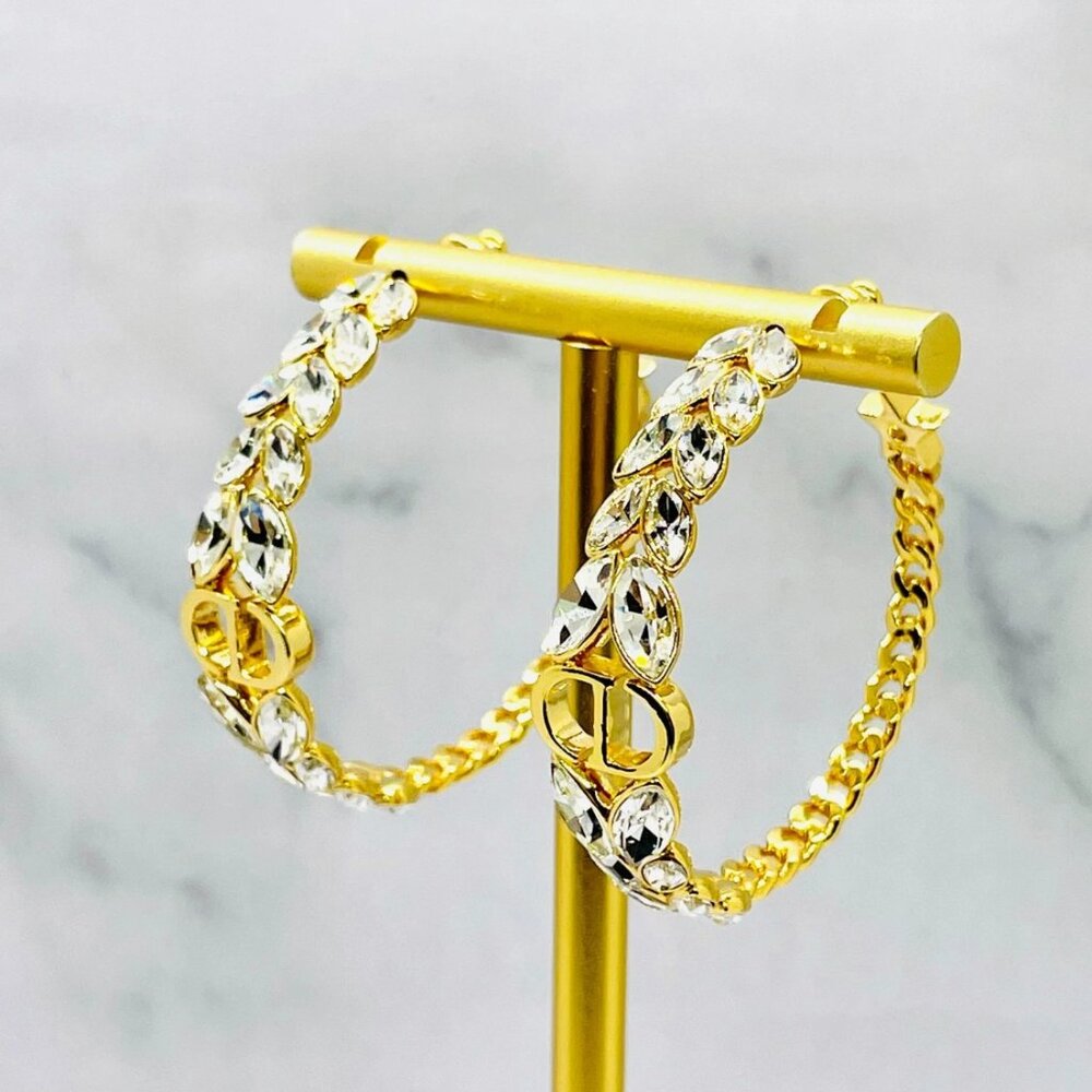 AUTHENTIC CHRISTIAN DIOR HOOP EARRINGS - Picture 2 of 6